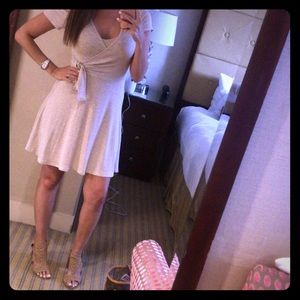 Beige cotton wrap dress